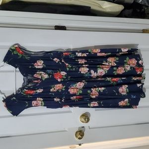 Torrid Navy Floral Tie-front Skater Dress